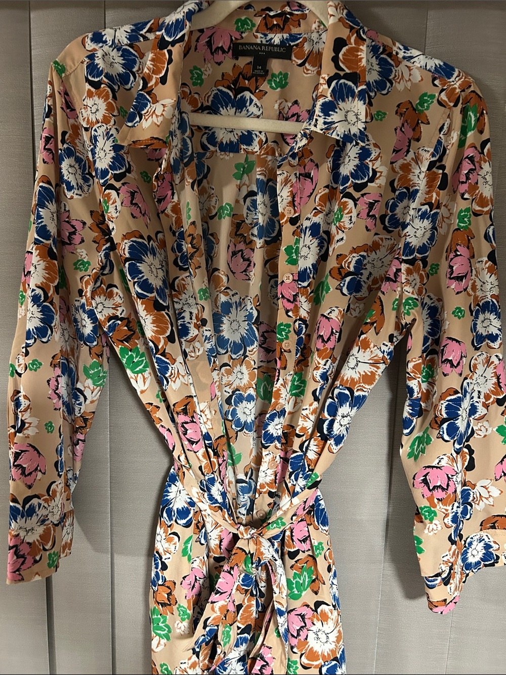 Banana Republic Tan Floral Tie-Waist dress